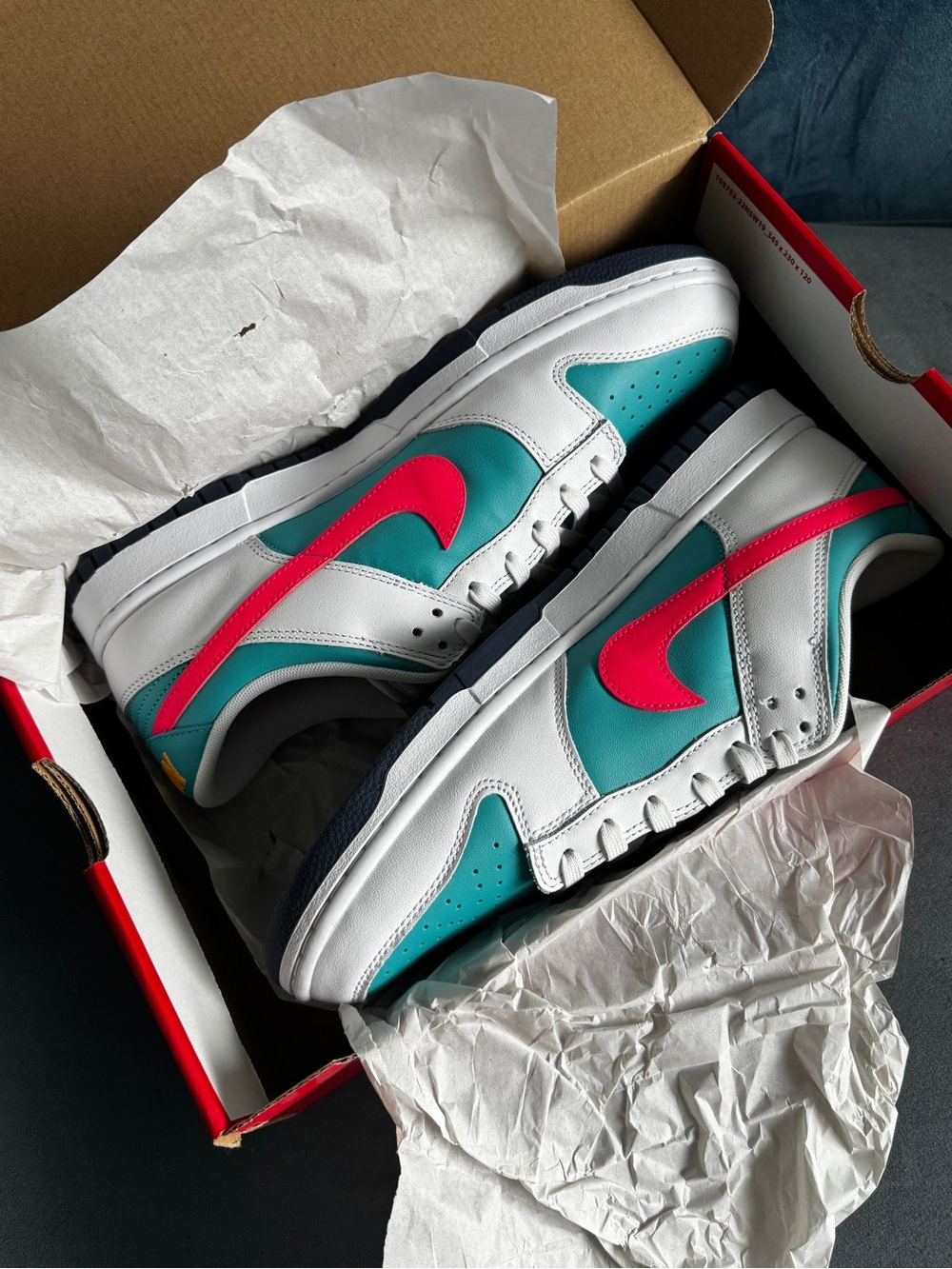Nike Dunk Low Retro Teal and Hot Pink Low-Top Sneakers